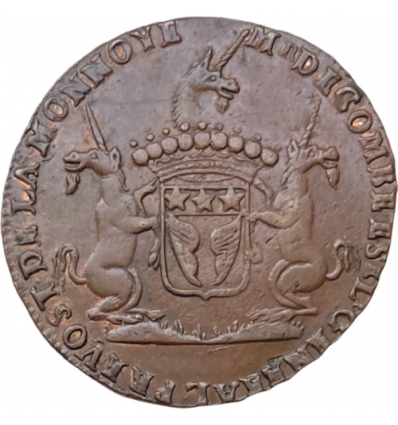 Noblesse d'Auvergne, jeton aux armes de Mr de Combre, prévôt de la Monnaie de Riom 1693